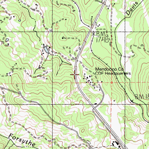 Topographic Map of Mendocino County C D F Headquarter, CA