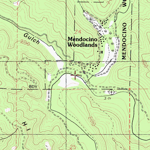 Topographic Map of Mendocino Woodlands State Park, CA
