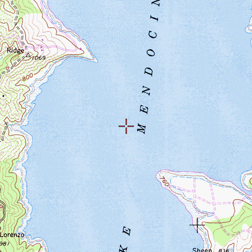 Topographic Map of Lake Mendocino, CA