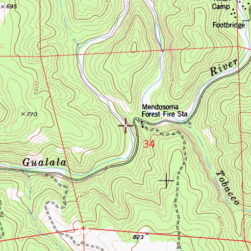 Topographic Map of Mendosoma Forest Fire Station, CA