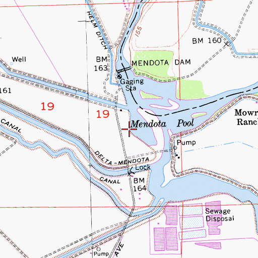 Topographic Map of Mendota Pool, CA