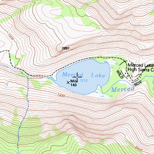 Topographic Map of Merced Lake, CA