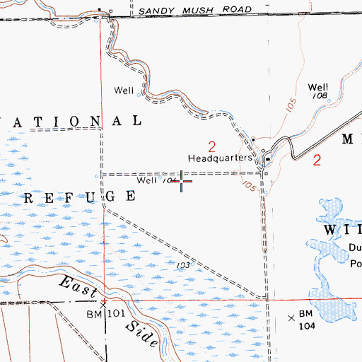 Topographic Map of Merced National Wildlife Refuge, CA