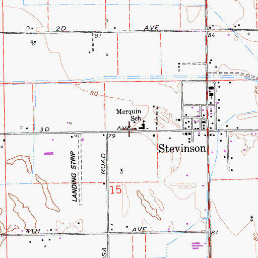 Topographic Map of Merquin Elementary School, CA