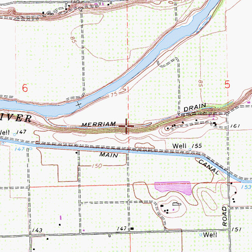 Topographic Map of Merriam Drain, CA