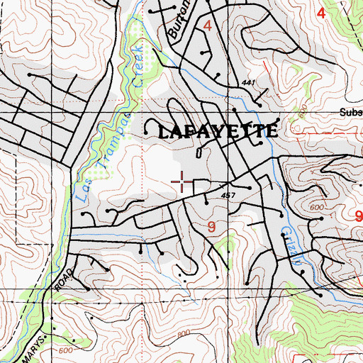 Topographic Map of Merriewood School, CA