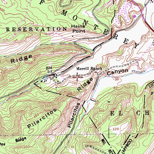 Topographic Map of Merrill Ranch, CA
