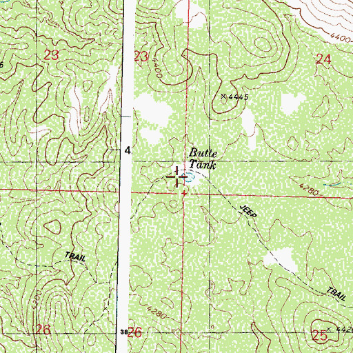 Topographic Map of Butte Tank, AZ