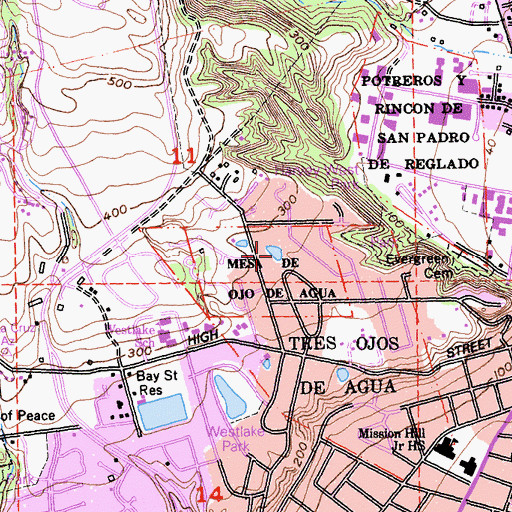 Topographic Map of Mesa de Ojo de Agua, CA