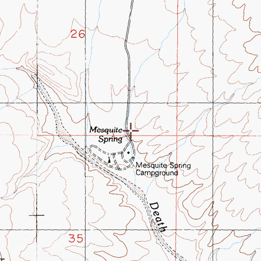 Topographic Map of Mesquite Spring Campground, CA