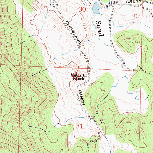 Topographic Map of Metcalf Ranch, CA