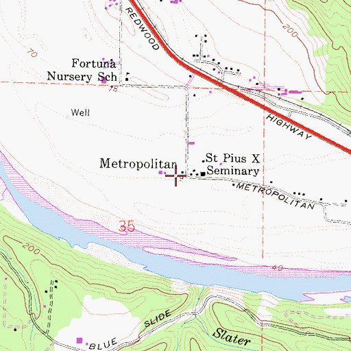 Topographic Map of Metropolitan, CA