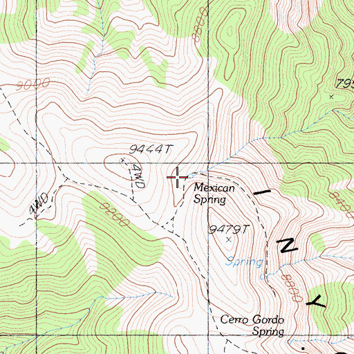 Topographic Map of Mexican Spring, CA
