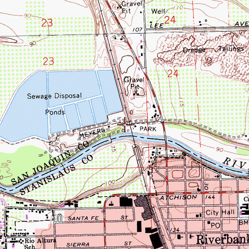 Topographic Map of Meyers Park, CA