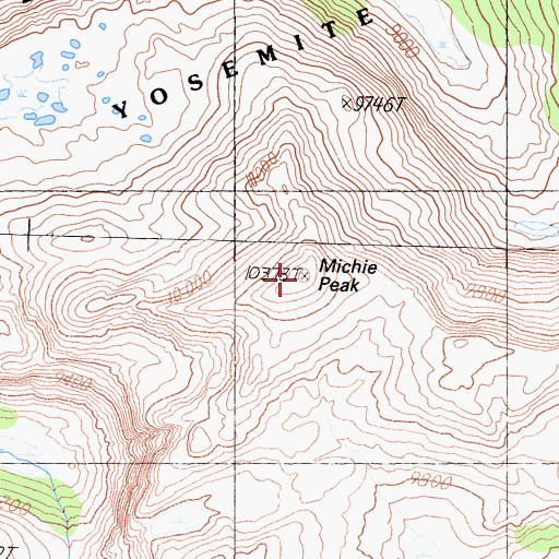 Topographic Map of Michie Peak, CA