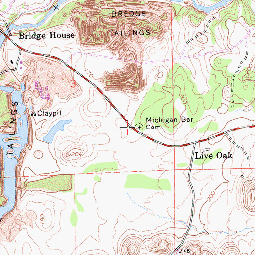 Topographic Map of Michigan Bar Cemetery, CA
