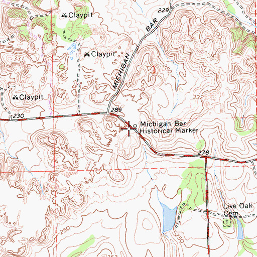 Topographic Map of Michigan Bar Historical Marker, CA