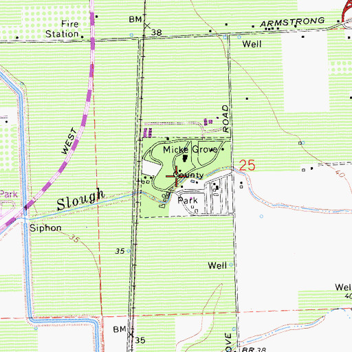Topographic Map of Micke Grove Country Park, CA