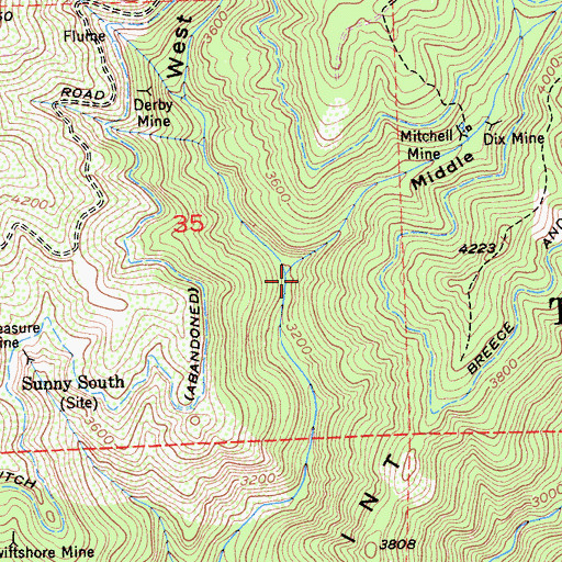 Topographic Map of Middle Branch El Dorado Canyon, CA