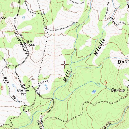 Topographic Map of Middle Branch Mill Creek, CA