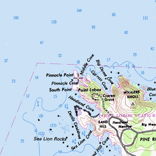 Topographic Map of Middle Cove, CA