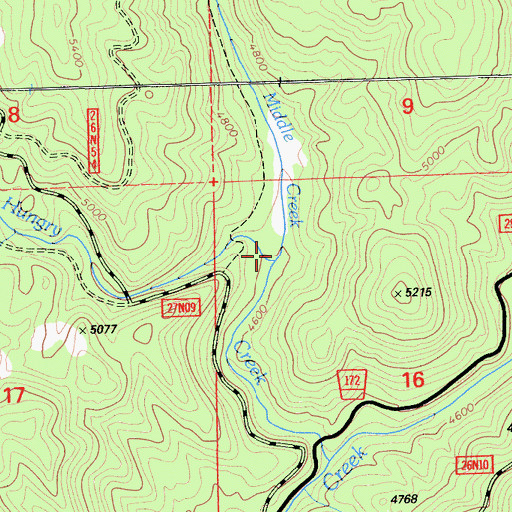 Topographic Map of Middle Creek, CA