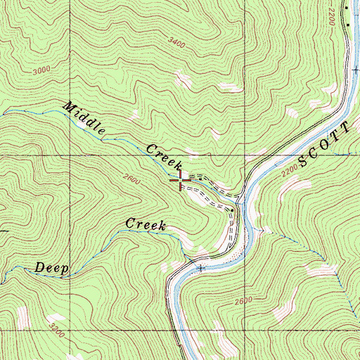 Topographic Map of Middle Creek Camp, CA