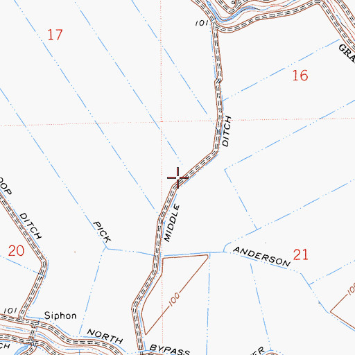 Topographic Map of Middle Ditch, CA