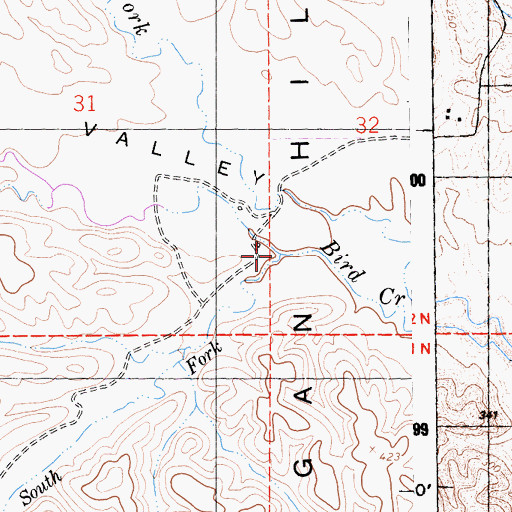 Topographic Map of Middle Fork Bird Creek, CA