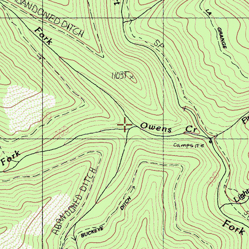 Topographic Map of Middle Fork Owens Creek, CA