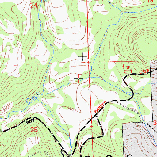 Topographic Map of Middle Fork Parker Creek, CA