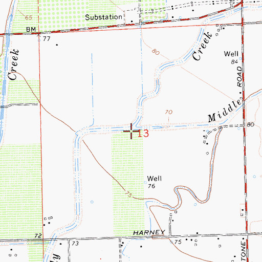 Topographic Map of Middle Paddy Creek, CA