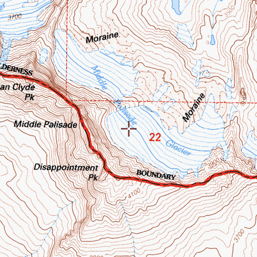 Topographic Map of Middle Palisade Glacier, CA