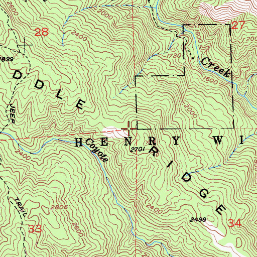Topographic Map of Middle Ridge, CA