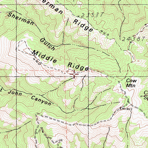 Topographic Map of Middle Ridge, CA