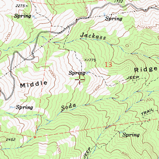 Topographic Map of Middle Ridge, CA