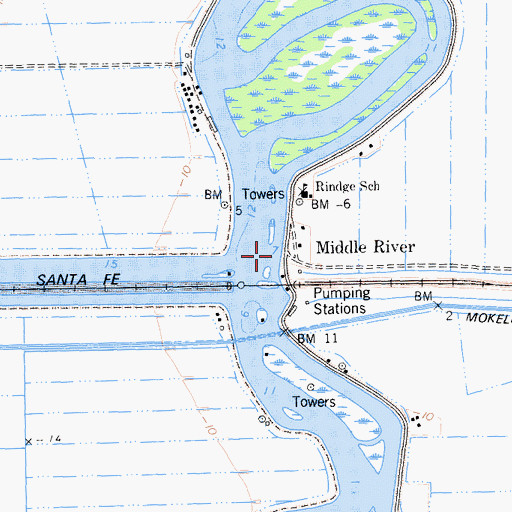 Topographic Map of Middle River, CA