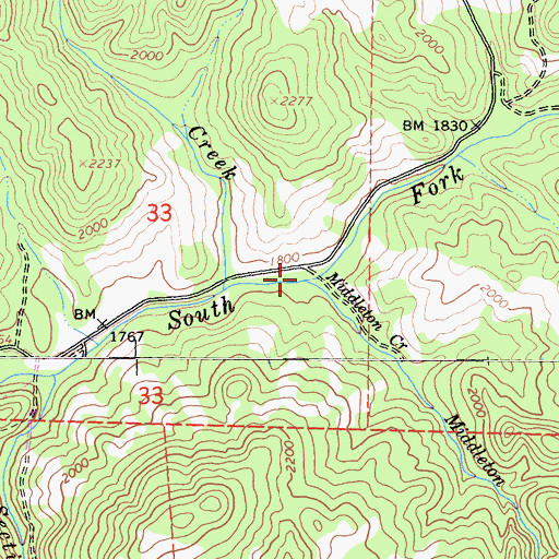 Topographic Map of Middleton Creek, CA