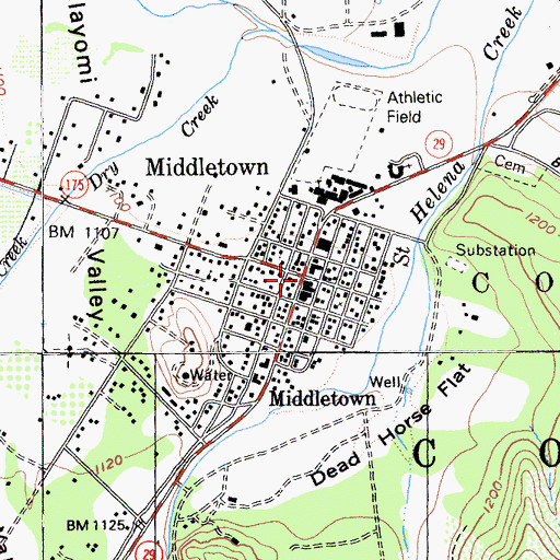 Topographic Map of Middletown, CA