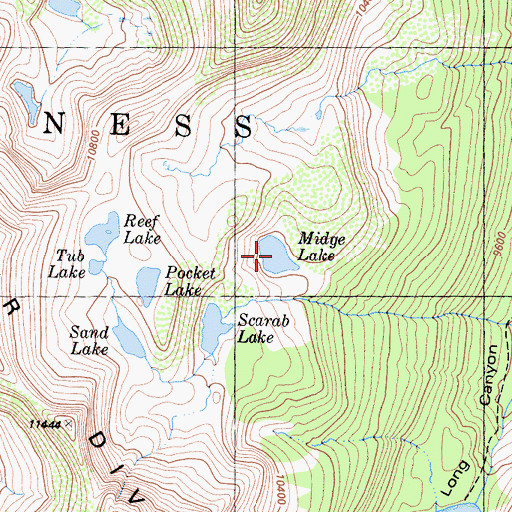 Topographic Map of Midge Lake, CA