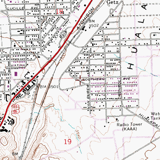 Topographic Map of Cecil Davis Park, AZ