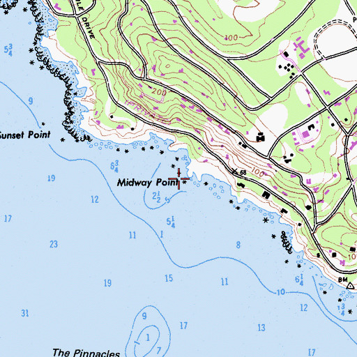 Topographic Map of Midway Point, CA