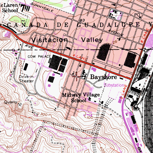 Topographic Map of Bayshore Elementary School, CA