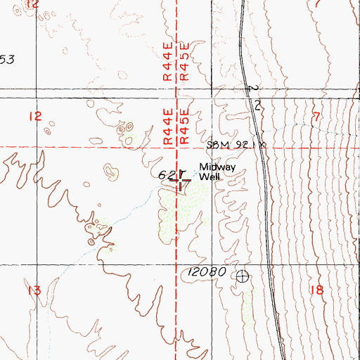 Topographic Map of Midway Well, CA