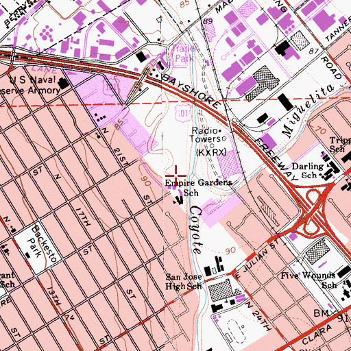 Topographic Map of Miguelita Creek, CA
