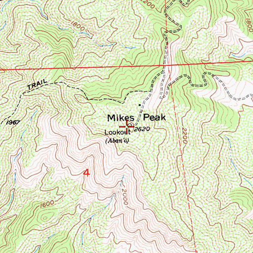 Topographic Map of Mikes Peak, CA
