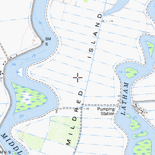 Topographic Map of Mildred Island, CA