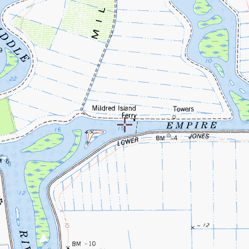 Topographic Map of Mildred Island Ferry, CA