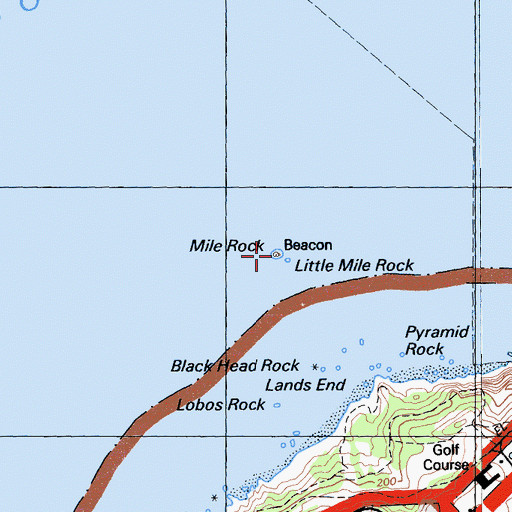 Topographic Map of Mile Rock, CA