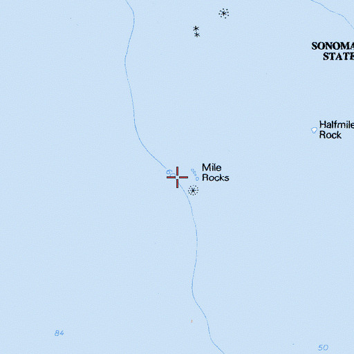 Topographic Map of Mile Rocks, CA